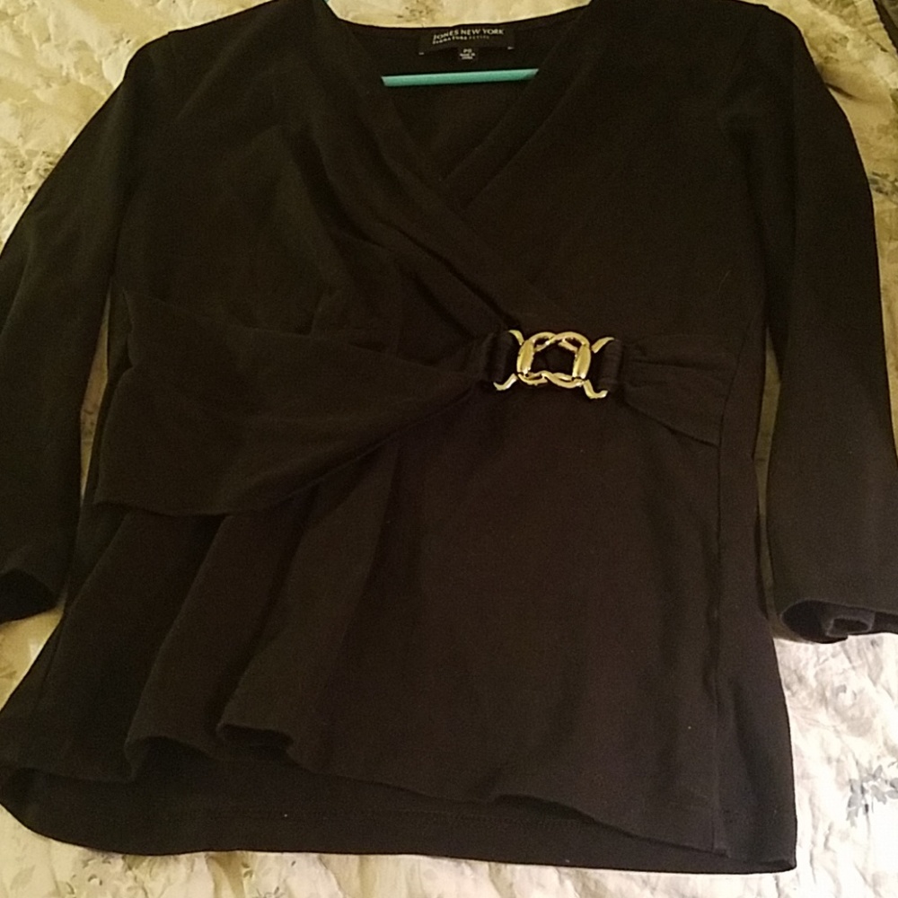 Jones New York Black 3/4 Sleeve Top